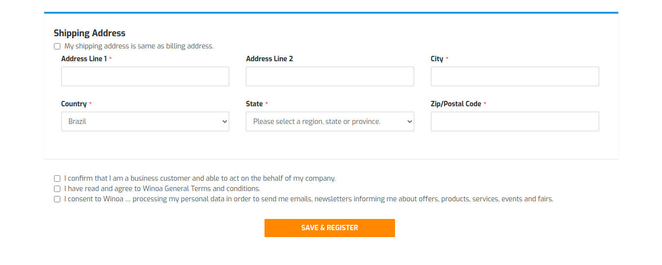 shipping address screenshot